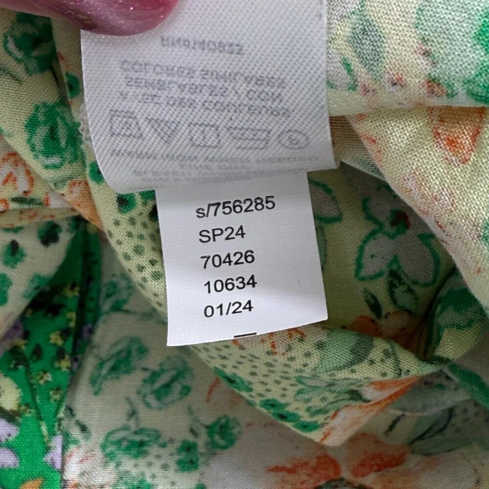 Loft Floral Patchwork Print Blouse Puff Sleeves Cottagecore Office Womens XS NWT